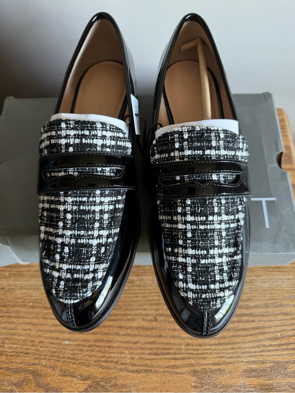 Women’s Black & White Tweed Penny Loafers